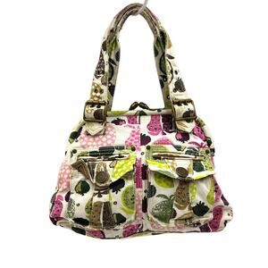GAP Fruit Print Canvas Frame Handbag Multicolor Denim Satchel Bag Vegan